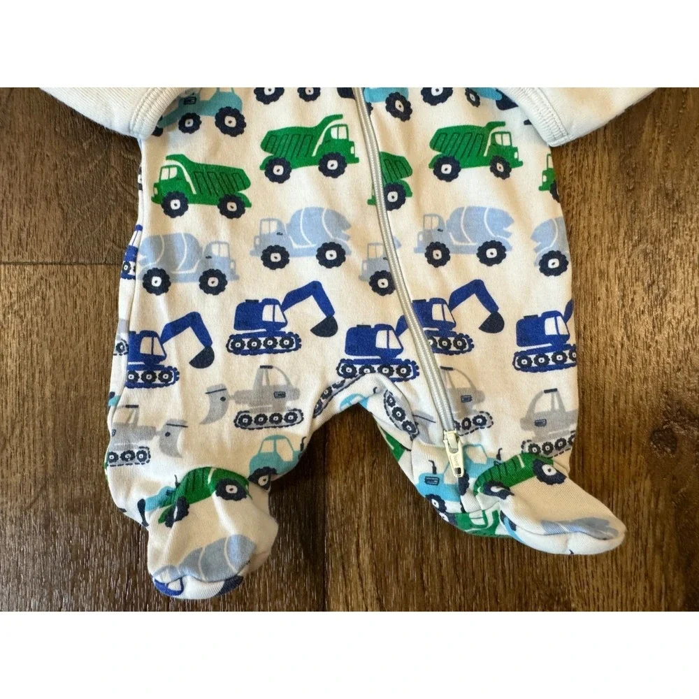 Baby Sleeper Boy Preemie Outfit Romper Footie Zippered Dump Truck‎ Construction
